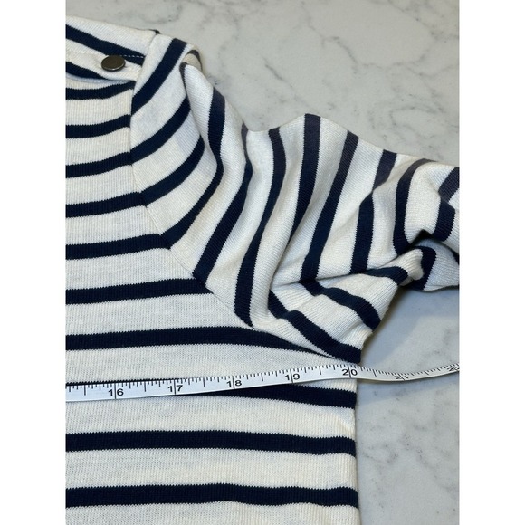 Madewell Striped Knit Dress NWT Blue Cream 3/4 Sleeve Size Medium - Picture 7 of 9
